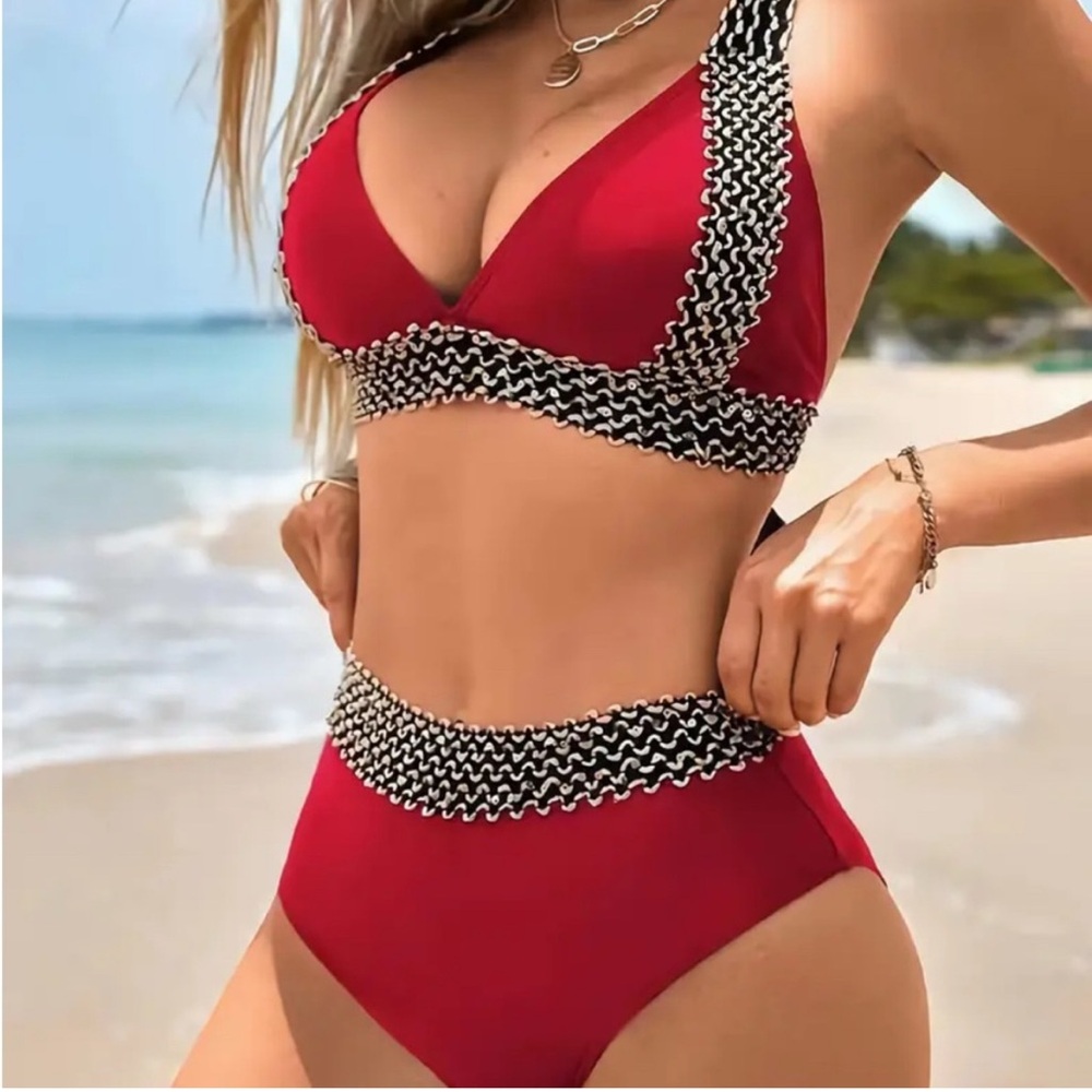 Red and Black Women's Bikini Set